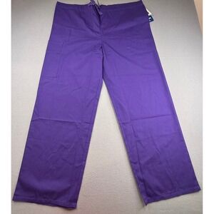 Adar Scrub Pants Unisex XL Purple Universal Drawstring‎ Cargo Medical Workwear